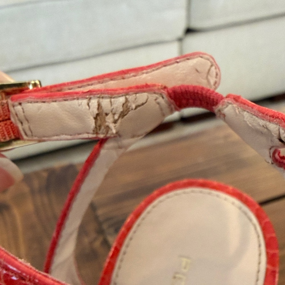 Pelle Moda Red/Orange Cork Platform Heels - Picture 5 of 5